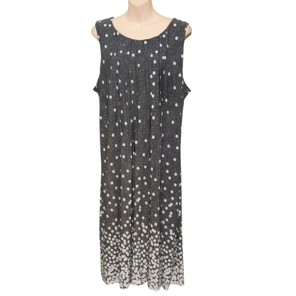 Perceptions Gray & White Polka Dot Sleeveless Dress Sz XL - Picture 1 of 6